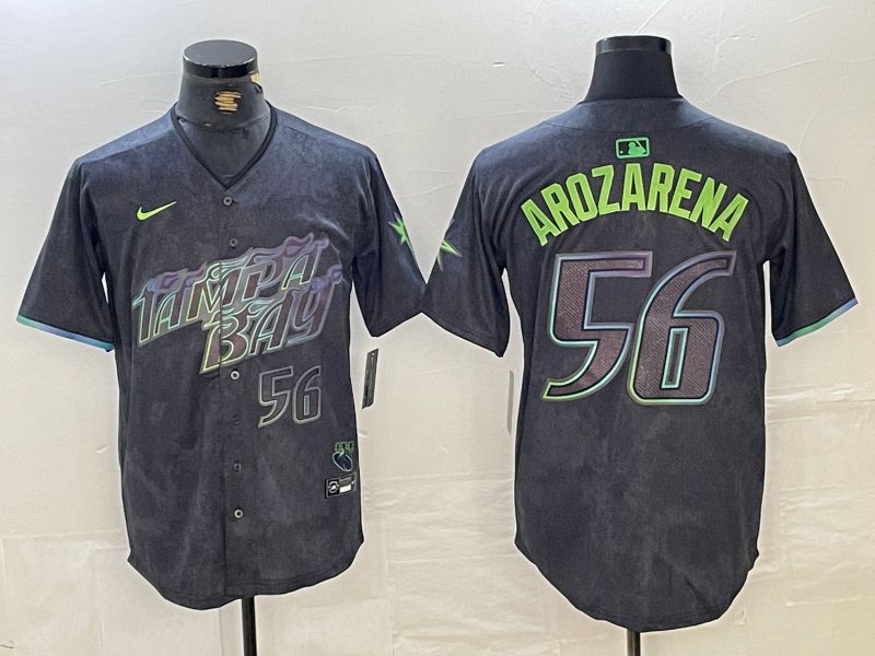 Men Tampa Bay Rays 56 Randy Arozarena Nike MLB Limited City Connect Black 2024 Jersey style 5